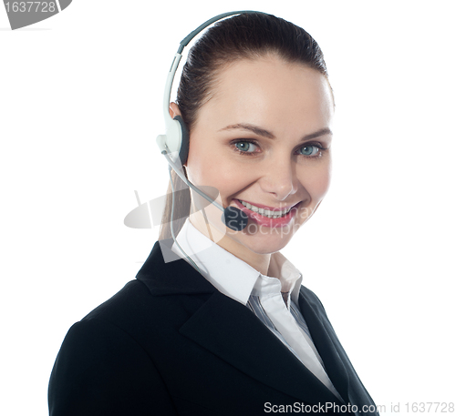 Image of Call centre female executive, closeup