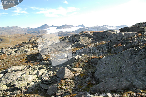 Image of Rockey mountain landscape with glacier