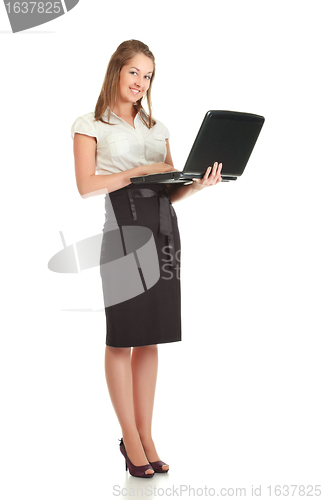 Image of Young Businesswoman With Laptop