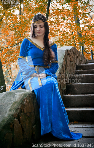 Image of elf princess on stone staircase