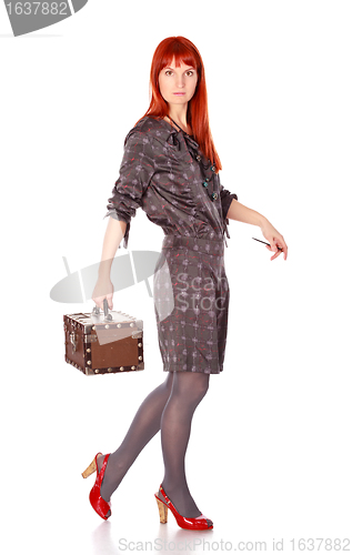 Image of Extravagant Woman With Suitcase