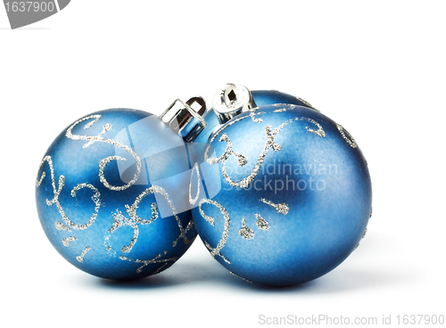Image of three blue decoration balls