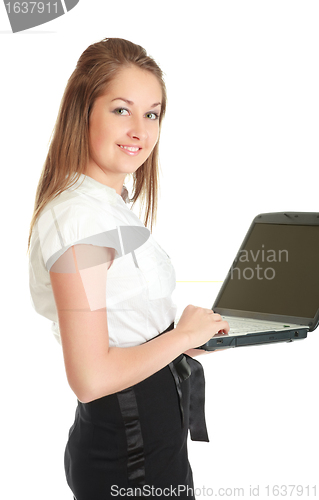 Image of Young Businesswoman With Laptop