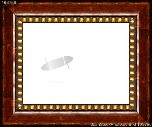 Image of Antique dark wooden picture frame isolated