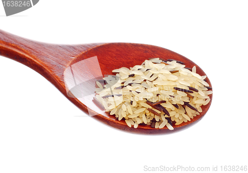 Image of rice blend in wooden spoon