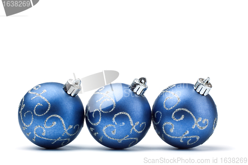 Image of three blue decoration balls