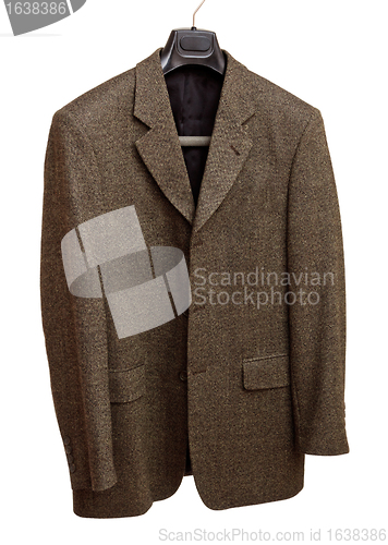 Image of gray jacket on hanger