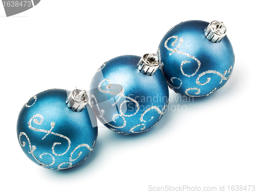 Image of three blue decoration balls