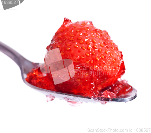 Image of strawberry jelly on spoon