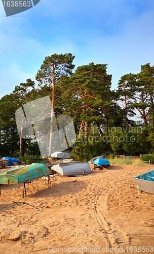 Image of Beach With Old Boats