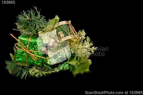 Image of Green Christmas ornament isolated on black