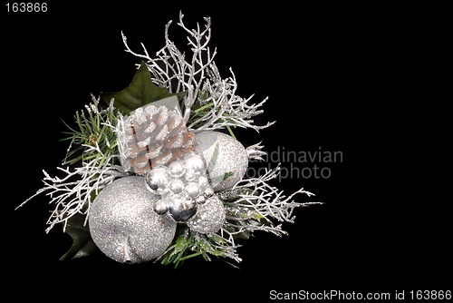 Image of White, silver and green Christmas Ornament with pine cone