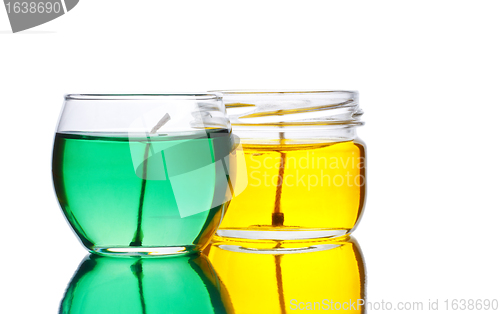 Image of green and yellow gel candles