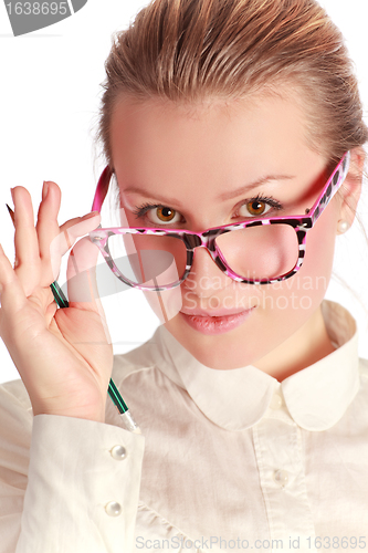 Image of teacher in funny eyeglasses