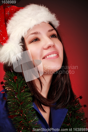 Image of christmas girl in santa hat