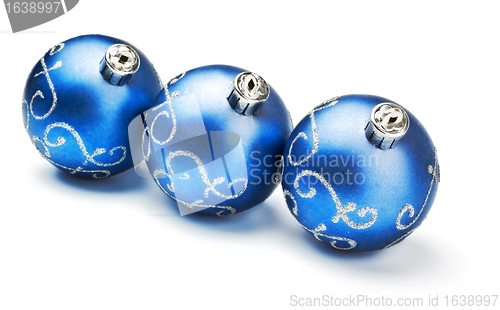 Image of three blue decoration balls