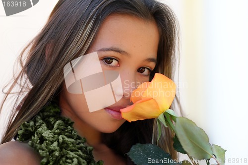Image of Asian girl with a rose