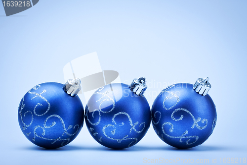 Image of three blue decoration balls
