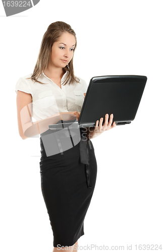 Image of Young Businesswoman With Laptop