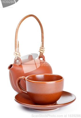 Image of clay kettle and cup
