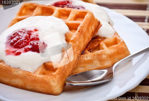 Image of dessert with soft waffle