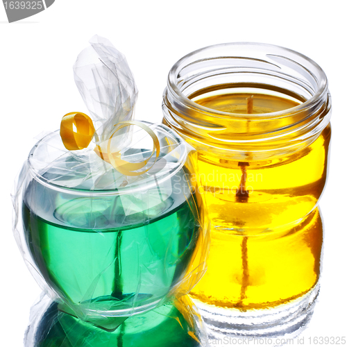 Image of green and yellow gel candles