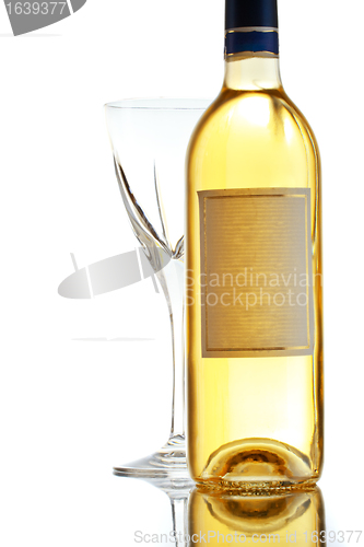 Image of glass and bottle of white wine