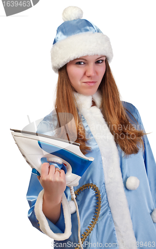 Image of angry santa girl with iron