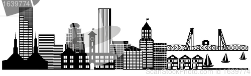 Image of Portland City Skyline Panorama Clip Art