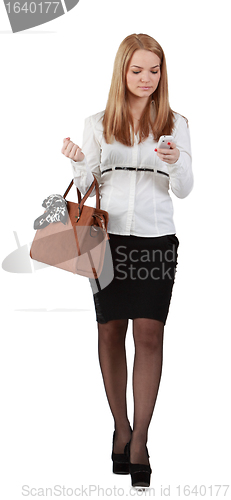 Image of Young woman with mobile