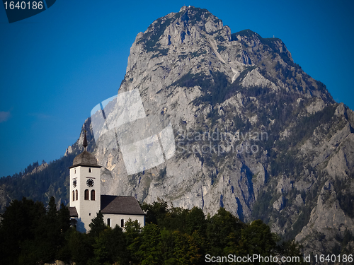 Image of Chapel next to mountain