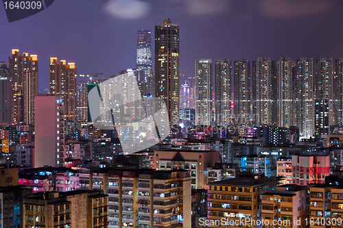 Image of Hong Kong crowded urban city at night