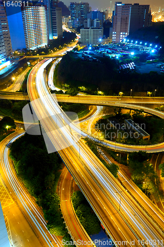 Image of Highway at night in modern city