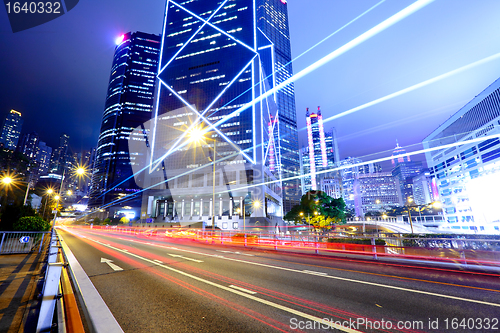 Image of light trails in city at night