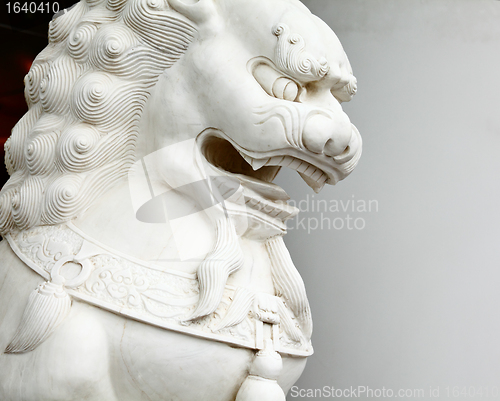 Image of Chinese lion statue close up