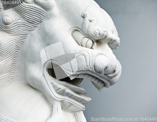 Image of Chinese lion statue close up