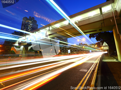 Image of light trail in city at night