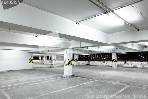 Image of parking garage at night