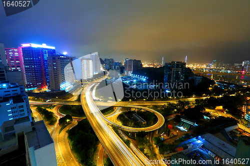 Image of highway in city at night