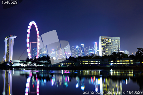 Image of Singapore city skyline at night
