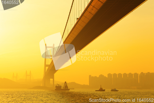 Image of tsing ma bridge in sunset