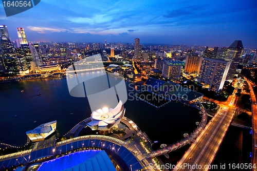 Image of Singapore city skyline at night