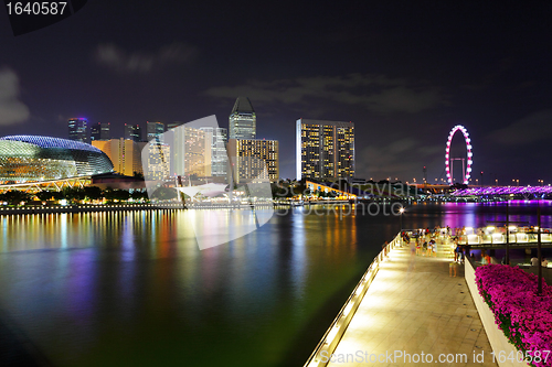 Image of Singapore city skyline at night