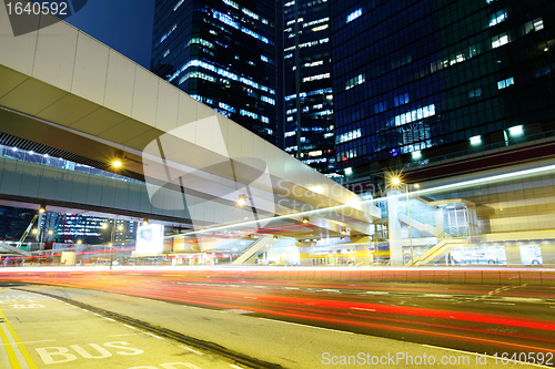 Image of traffic in city at night