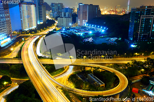 Image of Highway at night in modern city