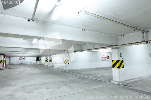 Image of parking garage at night