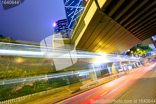 Image of urban city with car light