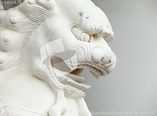 Image of Chinese lion statue close up