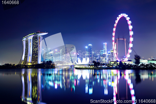 Image of Singapore city skyline at night