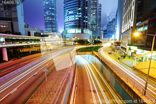 Image of traffic in city at night